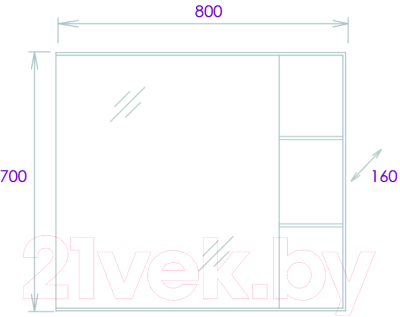 Шкаф с зеркалом для ванной Onika Легран 80.00У