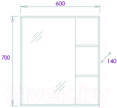 Шкаф с зеркалом для ванной Onika Тимбер 60.00У (206070)