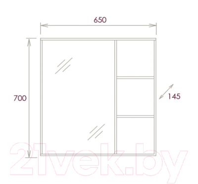 Шкаф с зеркалом для ванной Onika Девис 65.00У (206542)