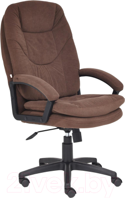 Кресло офисное Tetchair Comfort LT флок (коричневый) - фото