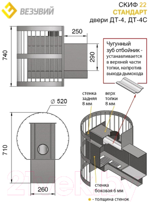 Печь-каменка Везувий Скиф Стандарт 22 (ДТ-4С)