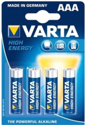 Комплект батареек Varta High Energy 4 AAA 1.5V LR03 / 04903113414 - фото