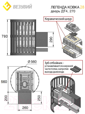 Печь-каменка Везувий Легенда Стандарт 28 (ДТ-4С) 2017