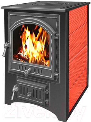 Печь-камин Везувий ПК-01 (205) с плитой (красный) - фото