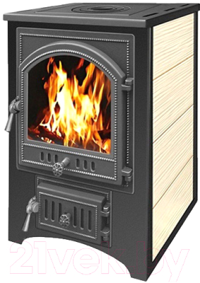 Печь-камин Везувий ПК-01 (205) с плитой (бежевый) - фото