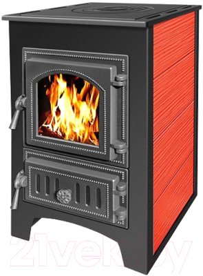 Печь-камин Везувий ПК-01 (270) с плитой (красный) - фото