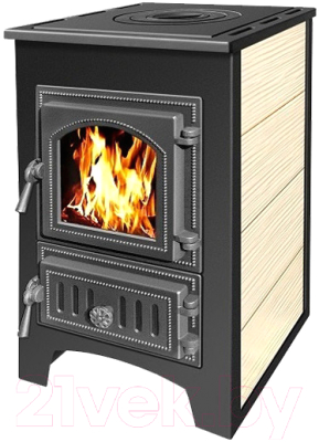 Печь-камин Везувий ПК-01 (270) с плитой (бежевый) - фото