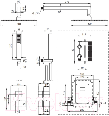 Душевая система со смесителем Deante BXYZ0EAT