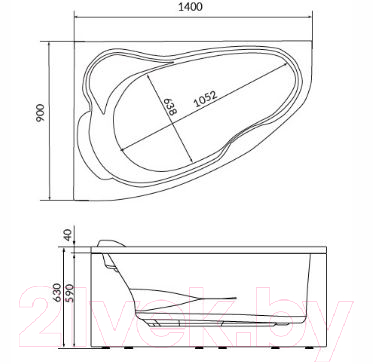 Ванна акриловая 1Марка Lil 140x90 R (с экраном и каркасом)