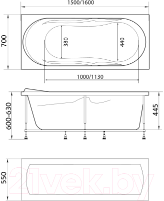 Ванна акриловая 1Марка Vita 160x70