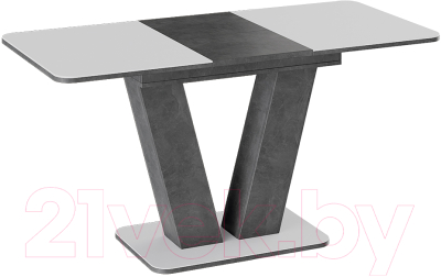 Обеденный стол ТриЯ Чинзано тип 1 раздвижной (моод темный/стекло белое матовое)