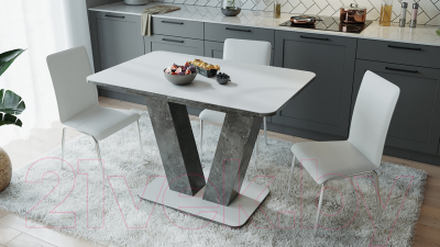 Обеденный стол ТриЯ Чинзано тип 1 раздвижной (моод темный/стекло белое матовое)