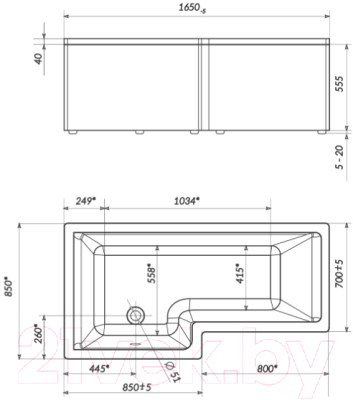 Ванна акриловая 1Марка Linea 165x85 R (с каркасом)