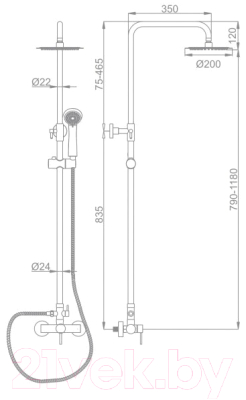 Душевая система со смесителем Ledeme L72405