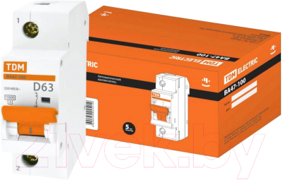Выключатель автоматический TDM ВА 47-100 1Р 63А (D) 10кА / SQ0207-0009 - фото