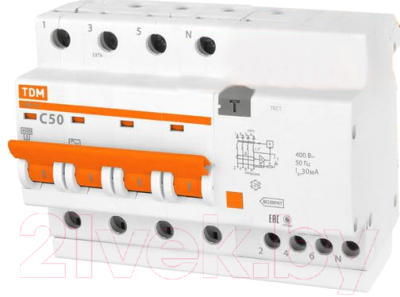 Дифференциальный автомат TDM АД14 4Р 16А 30мА / SQ0204-0130 - фото