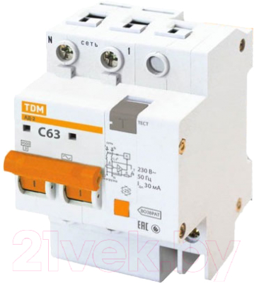 Дифференциальный автомат TDM АД-2-2Р-63А-30мА / SQ0221-0005 - фото