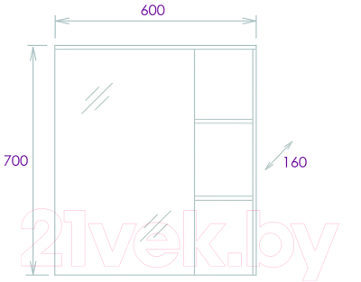 Шкаф с зеркалом для ванной Onika Легран 60.00У
