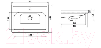Умывальник CeraStyle Frame 60