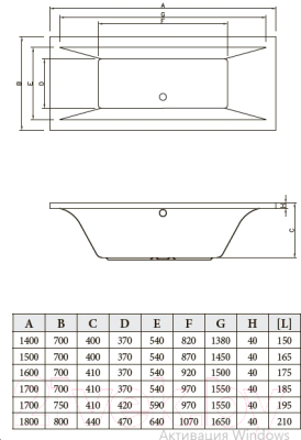 Ванна акриловая Bonito Home Valencia 170x75