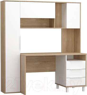 Письменный стол Mobi Комфорт 12.95 (дуб сонома/белый PE шагрень) - фото