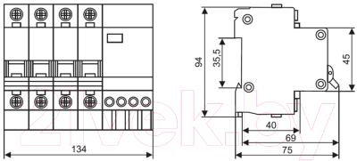 Дифференциальный автомат ETP АД-4-06А-30мА 4п