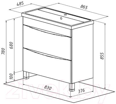 Тумба под умывальник Акваль Верна / АВ.85.10.20.N