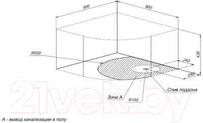 Душевой поддон Aquanet НХ515 90x90 / 187795