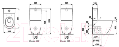 Чаша унитаза напольного Laufen Pro 259520002311