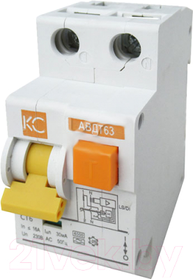 Дифференциальный автомат КС АВДТ-63/ДА-8 2р B 10А/30мА / 72620 - фото
