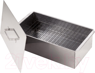 Коптильня Кедр Плюс С поддоном 50x27x17.5 / К2-0.8БНП (0.8мм, нержавеющая сталь) - фото