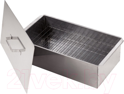 Коптильня Кедр Плюс Сталь 0.8мм с поддоном / К2-0.8БПпл (600x320x250мм) - фото