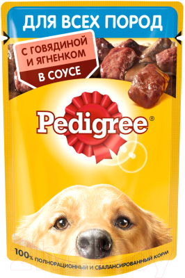 Влажный корм для собак Pedigree Для взрослых собак всех пород с говядиной и ягнёнком в соусе - фото