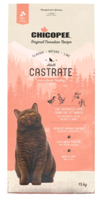 Сухой корм для кошек Chicopee CNL Castrate с птицей (15кг) - фото