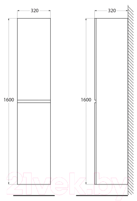 Шкаф-пенал для ванной BelBagno ALBANO-1600-2A-SC-RR-P