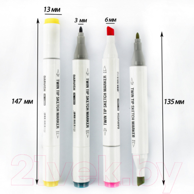 Набор маркеров Darvish Двусторонние / DV-12869-18