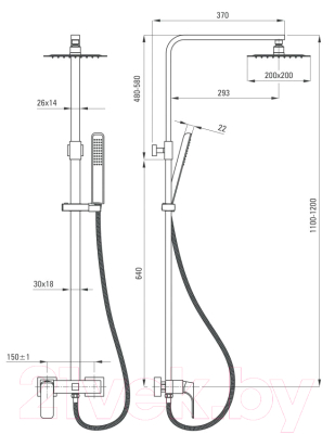 Душевая система Deante Cascada Hiacynt Bianco NAC A1QM