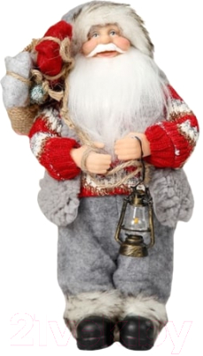 Фигура под елку Зимнее волшебство Дед Мороз в вязаном костюме с фонарем / 4316757 - фото