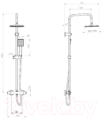 Душевая система со смесителем Deante Joko NBJ 051T