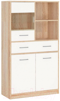 Шкаф с витриной Империал Стелс 1в2д1ящ (дуб сонома/белый) - фото