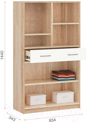 Шкаф с витриной Империал Стелс 1в2д1ящ (дуб сонома/белый)