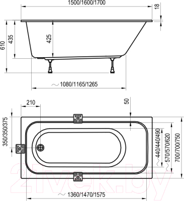 Ванна акриловая Ravak Chrome Slim 170x75 (C741300000)