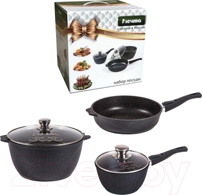 Набор кухонной посуды Мечта Гранит №1 / M001802 (черный) - фото