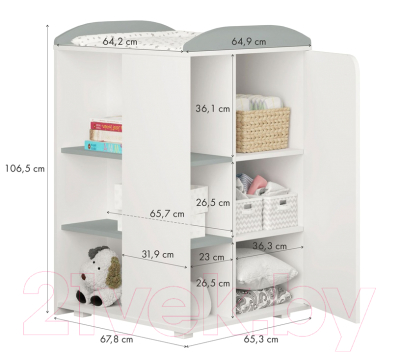 Детская кровать-трансформер Polini Kids French 800 Teddy с комодом (белый/серый)