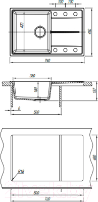 Мойка кухонная Dr. Gans Smart Оливия 74 / 25.150.C0740.401 (белый)