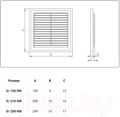 Решетка вентиляционная Dospel 007-0178 25x25