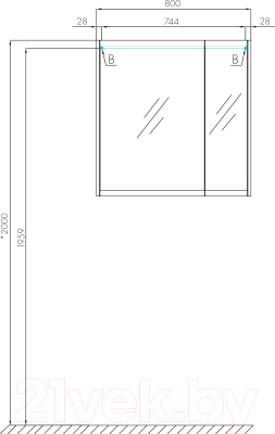 Шкаф с зеркалом для ванной Акватон Нортон 80 (1A249202NT010)
