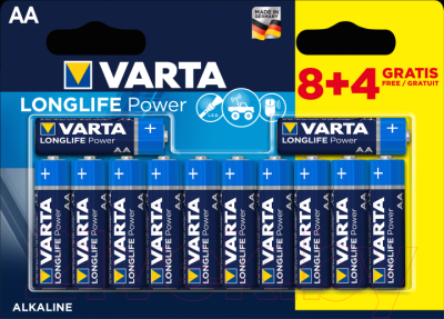 Комплект батареек Varta Longlife Power AA 1.5V LR6 / 04906121472 - фото