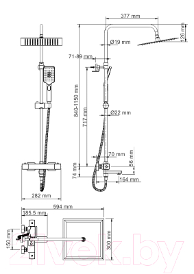 Душевая система со смесителем Wasserkraft Thermo A19901