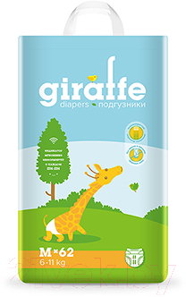 Подгузники детские Lovular Giraffe M 6-11кг / 429194 - фото